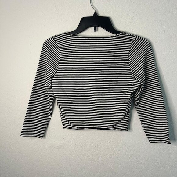 Striped Surplice Cutout Crop Top - Picture 2 of 4